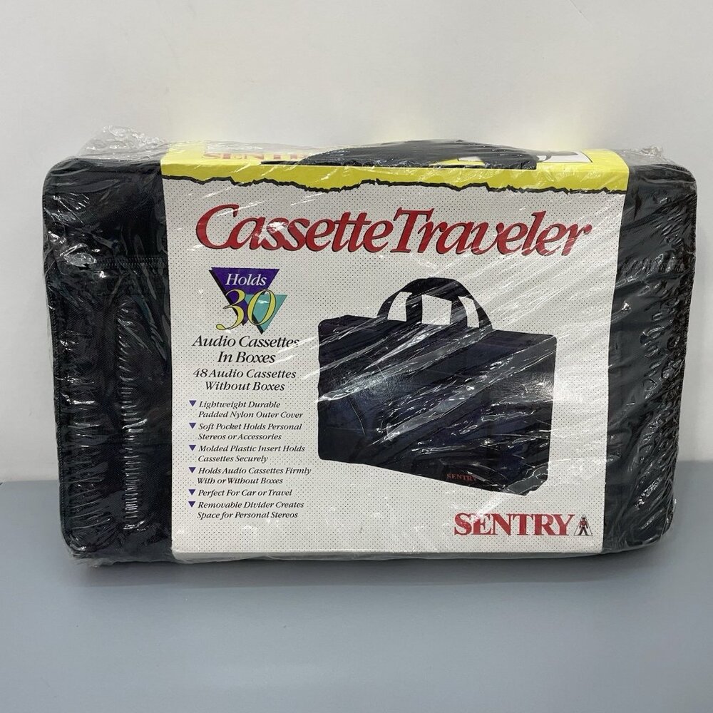 Vintage Sentry Travel Cassette Tape Carrying Storage Case Tote Soft Shell Black - Picture 2 of 5